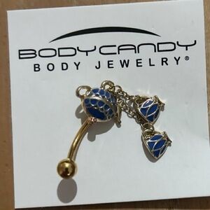 Body Candy Blue and Gold Belly Ring